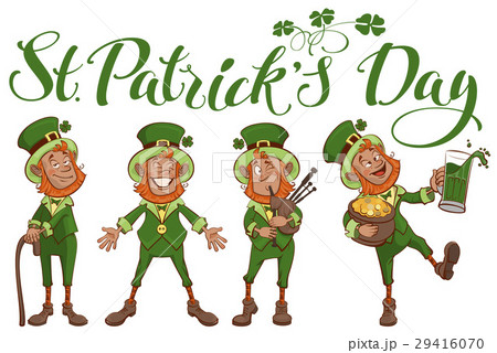 St. Patricks day lettering text. Set fun cartoon 29416070