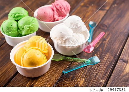 Colorful ice cream balls in cups. 29417381