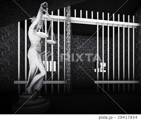 Prison bars and Lady of Justice 3d rendering Prison bars and Lady of Justice 3d rendering 29417834