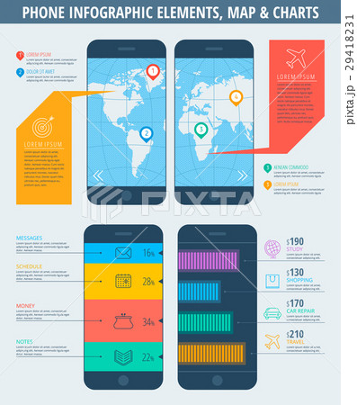 Phone map of the world and charts 29418231
