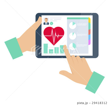 Doctor advises a patient on the tablet. Doctor advises a patient on the tablet. 29418312