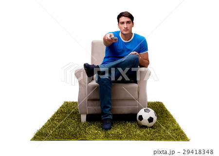 Man watching sports isolated on white background 29418348