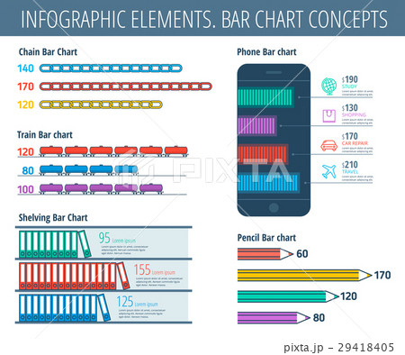 Bar chart infographic elements. 29418405