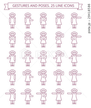 Gestures and poses line icons #2 Gestures and poses line icons #2 29418586