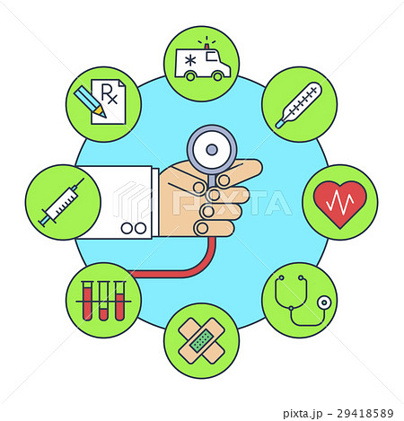 Doctor's hand with a stethoscope. 29418589