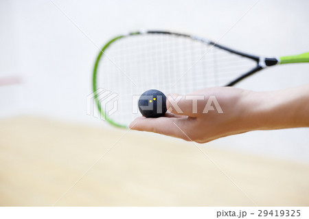 squash racket and ball in hands squash racket and ball in hands 29419325