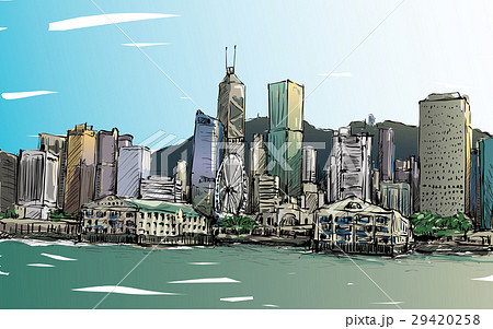 Sketch of cityscape in Hong Kong show townscape  29420258