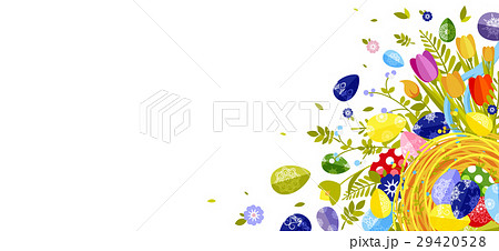 Happy Easter isolated colored eggs, spring 29420528