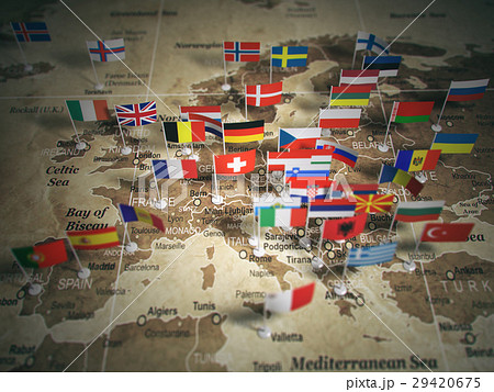 European Union map with flags of countries. Europe 29420675