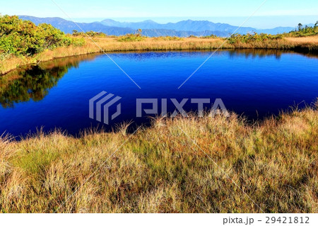 尾瀬燧ヶ岳・熊沢田代の池塘と平ヶ岳・越後駒ヶ岳方面の山並み 29421812
