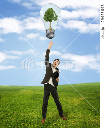 picture of man with an ecological symbol picture of man with an ecological symbol 29423848