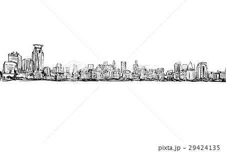 Sketch of cityscape in Shanghai show architecture Sketch of cityscape in Shanghai show architecture 29424135