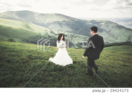 Young newly wed couple, bride and groom kissing Young newly wed couple, bride and groom kissing 29424173