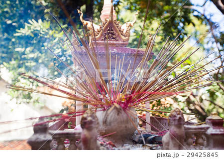 Offerings to gods in  temple with aroma sticks 29425845