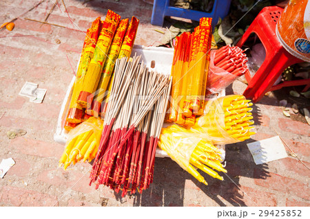 Offerings to gods in temple with aroma sticks Offerings to gods in temple with aroma sticks 29425852