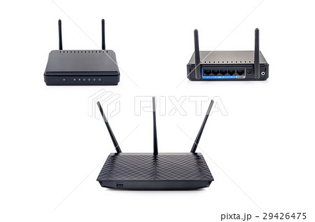 Wireless router set isolated on white background 29426475