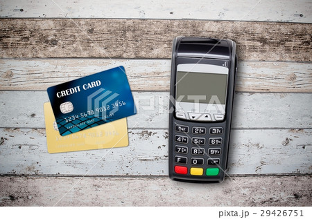 Payment terminal top view composition Payment terminal top view composition 29426751