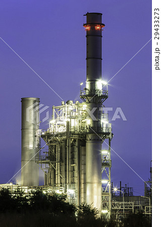 Gas turbine electrical power plant at dusk Gas turbine electrical power plant at dusk 29433273