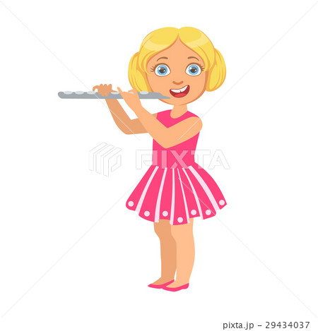 Girl Playing Flute, Kid Performing On Stage 29434037