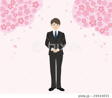 男性新入社員と桜 男性新入社員と桜 29434055
