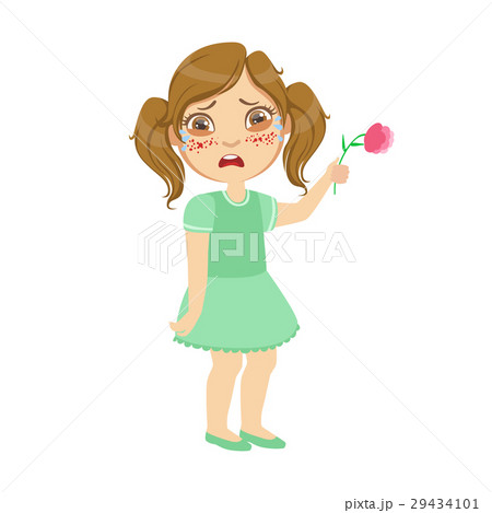 Girl With Allergy On Flowers,Sick Kid Feeling Girl With Allergy On Flowers,Sick Kid Feeling 29434101