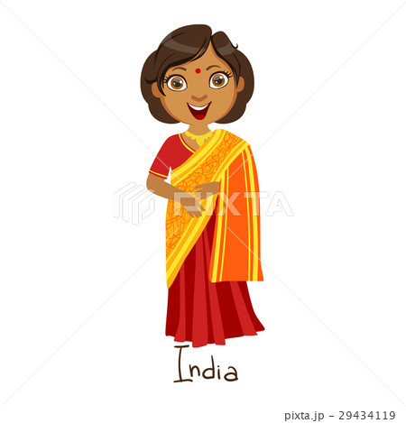 Girl In India Country National Clothes, Wearing 29434119