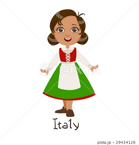 Girl In Italy Country National Clothes Wearing Stock Illustration