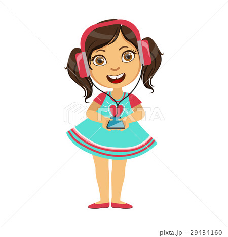 Girl listening To Music From Smartphone Through Girl listening To Music From Smartphone Through 29434160