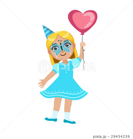 Girl In Butterfly Mask With Balloon, Part Of Kids 29434239