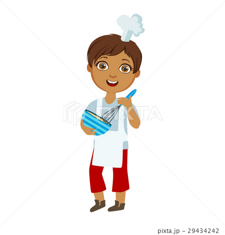 Boy Mixing Sauce In Bowl With Whip, Cute Kid In 29434242
