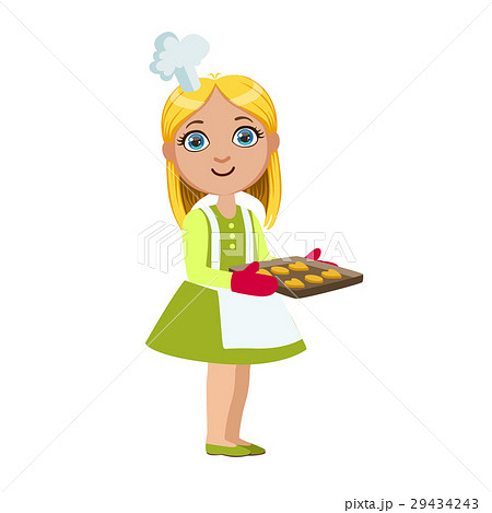 Girl With Tray Of Cookies, Cute Kid In Chief Toque 29434243
