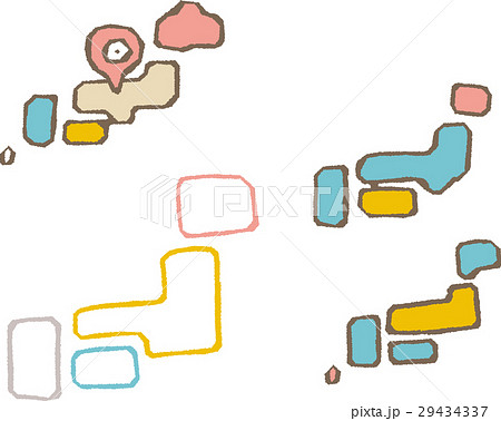 日本地図 線画 シリーズ のイラスト素材