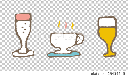 飲み物のセット【線画・シリーズ】 飲み物のセット【線画・シリーズ】 29434346