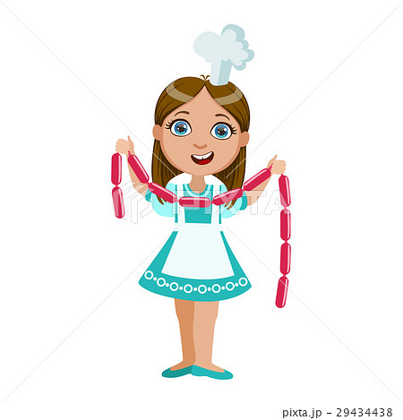 Girl Holding String Of Sausages, Cute Kid In Chief 29434438
