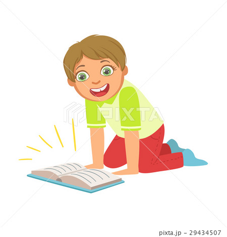 Boy Laughing Reading A Book, Part Of Kids Loving Boy Laughing Reading A Book, Part Of Kids Loving 29434507