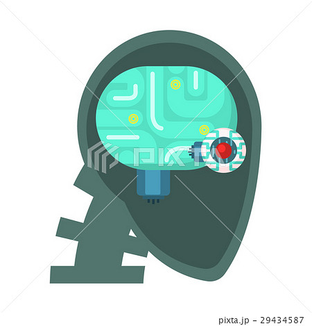 Android Head Cut Through With Electronic Eye And 29434587