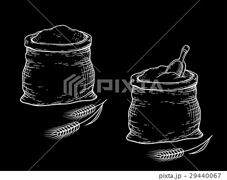 hand drawn chalk sacks with flour 29440067