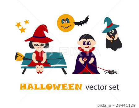 Halloween vector clipart set with kids in costumes 29441128