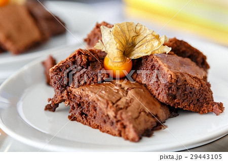 Freshly baked brownies on the plate 29443105