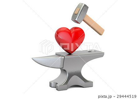 Anvil with red heart, 3D rendering 29444519