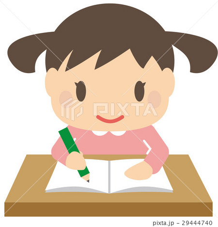 勉強するかわいいツインテールの女の子　楽しそう 29444740