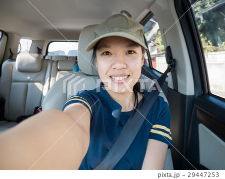 Woman selfie in car 29447253