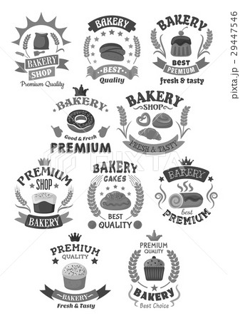 Bakery bread and pastry cakes vector icons set 29447546