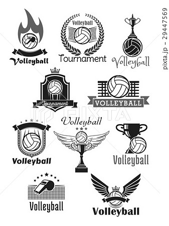 Volleyball tournament sport club vector icons set 29447569