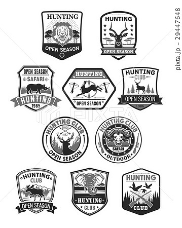 Hunting club or hunt open season vector icons set Hunting club or hunt open season vector icons set 29447648