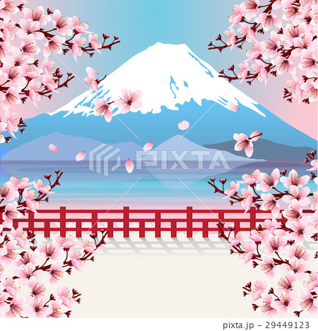 mountain with cherry blossom flowers mountain with cherry blossom flowers 29449123