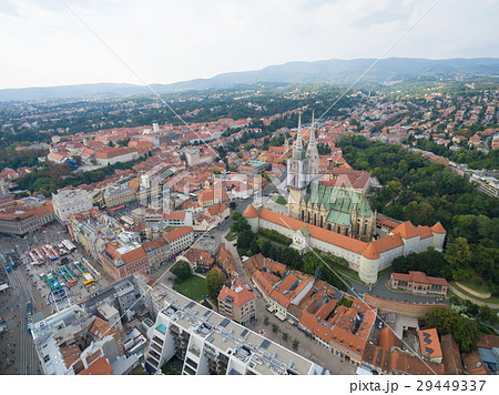Aerial view at capital town of Croatia, Zagreb Aerial view at capital town of Croatia, Zagreb 29449337