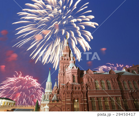 Fireworks over the State Historical Museum .Moscow 29450417