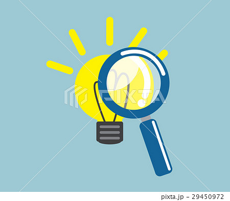 magnifying glass with light bulb idea magnifying glass with light bulb idea 29450972