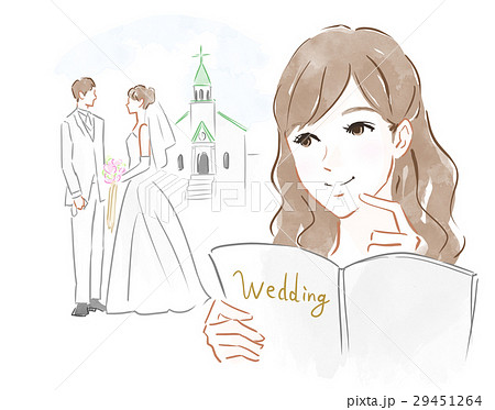 結婚について考える女性のイラスト素材